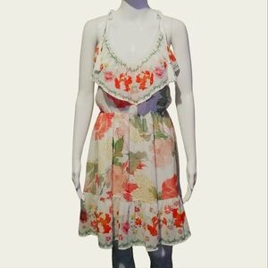 Flying Tomatoes Multicolor Floral Ruffle Mini Dress Size Large